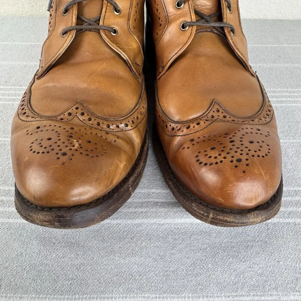 Allen Edmonds Dalton Wingtip Brogue Dress Boot Lace Up Leather Walnut Brown 12 D